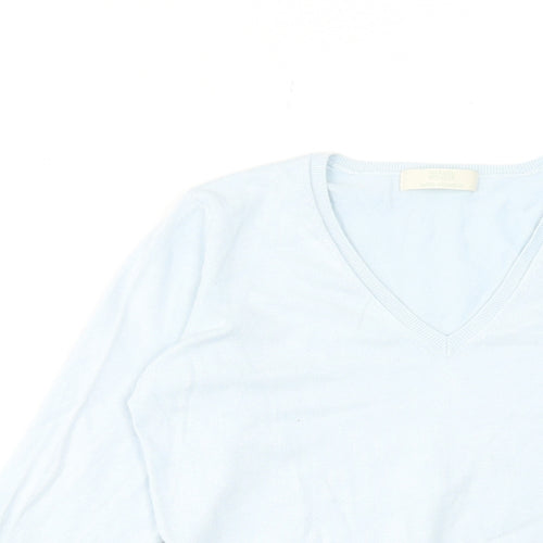 Marks and Spencer Womens Blue V-Neck Viscose Pullover Jumper Size 12