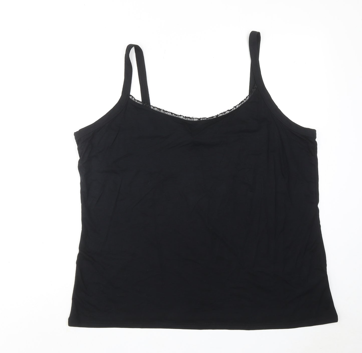 Ann Harvey Womens Black Viscose Basic Tank Size 22 Round Neck