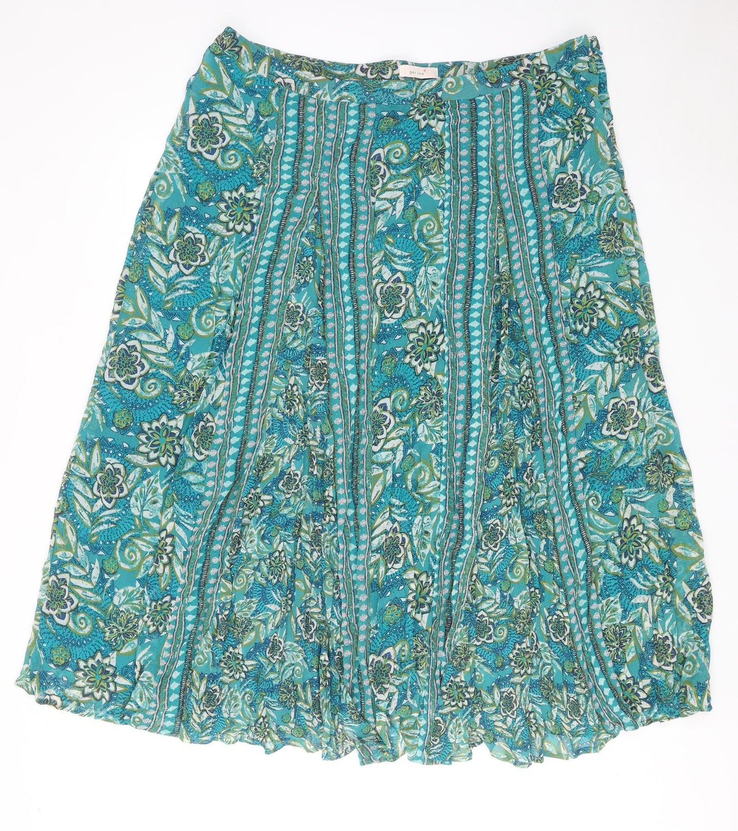Per Una Womens Blue Floral Polyester Peasant Skirt Size 22 Zip
