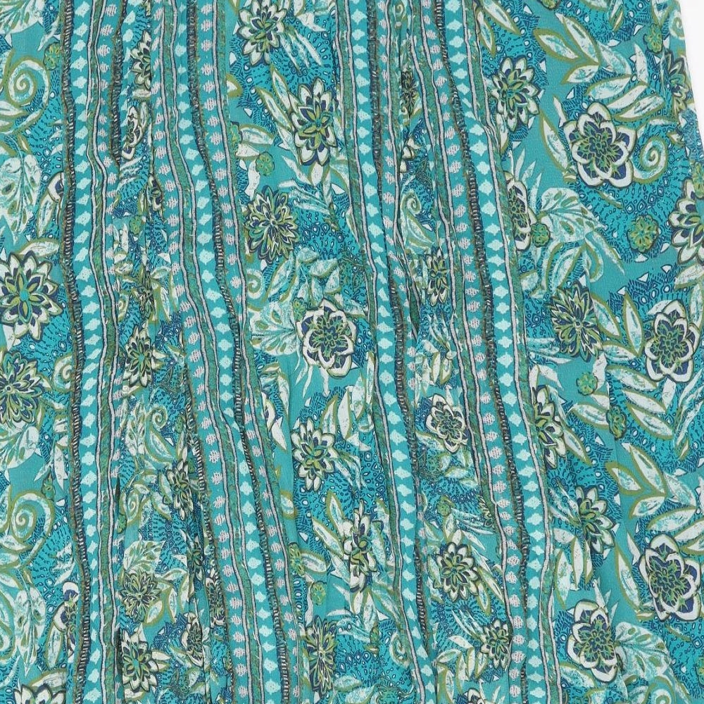 Per Una Womens Blue Floral Polyester Peasant Skirt Size 22 Zip