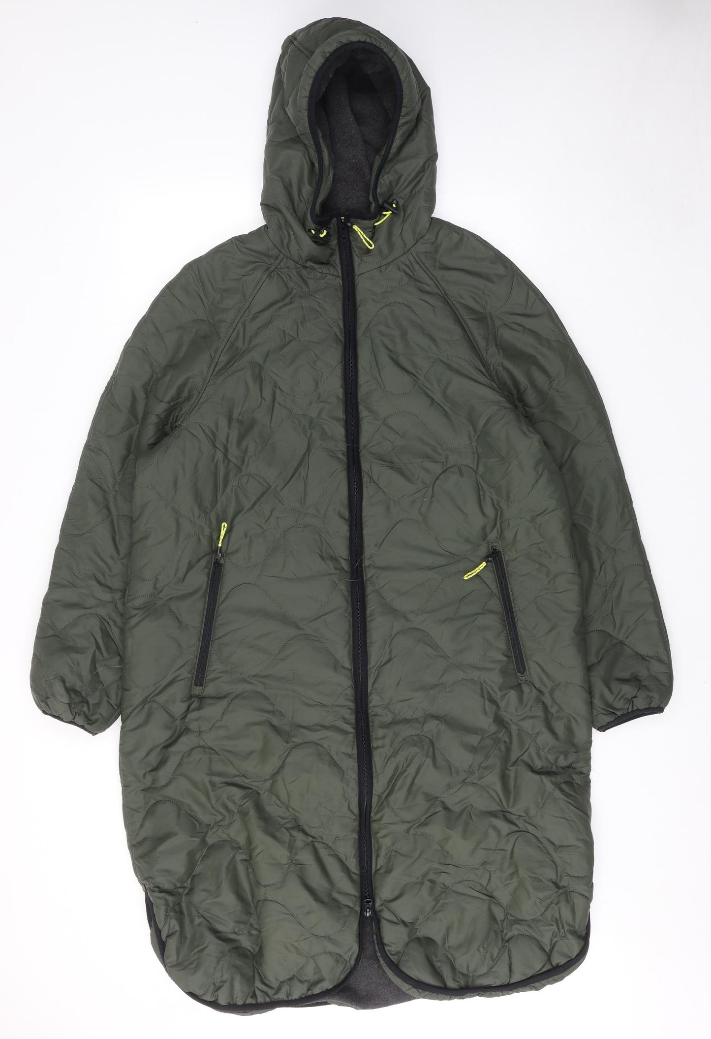 GOODMOVE Womens Green Quilted Coat Size 14 Zip