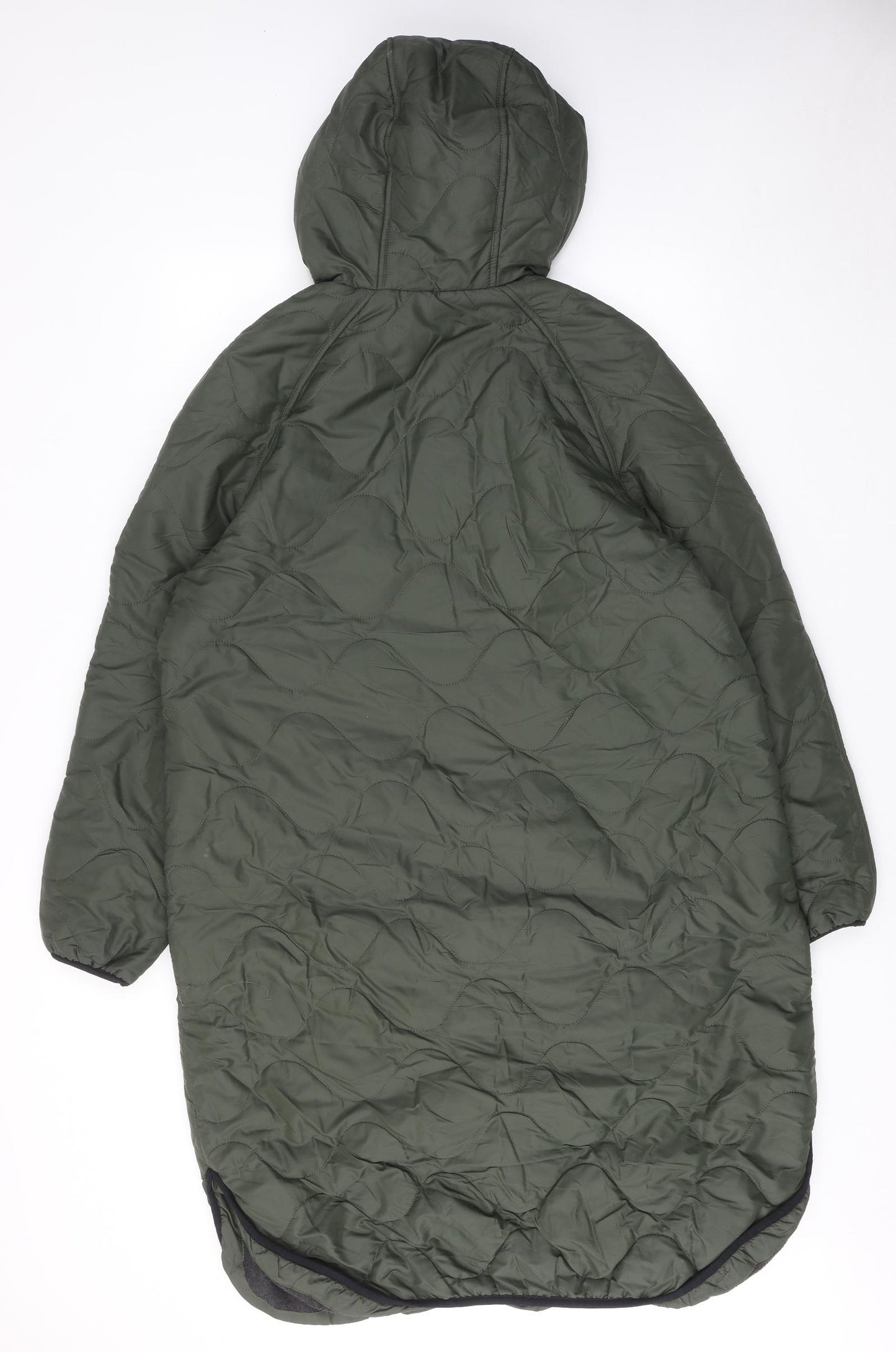 GOODMOVE Womens Green Quilted Coat Size 14 Zip