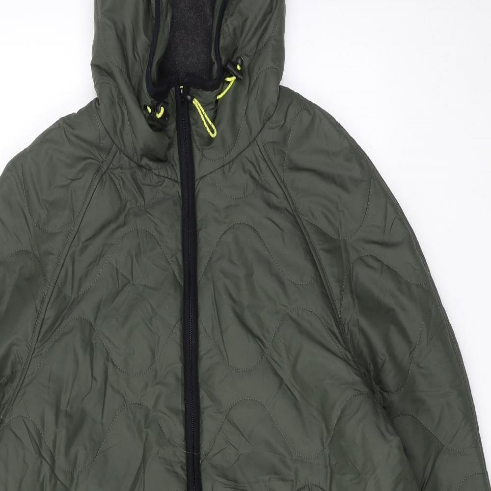 GOODMOVE Womens Green Quilted Coat Size 14 Zip