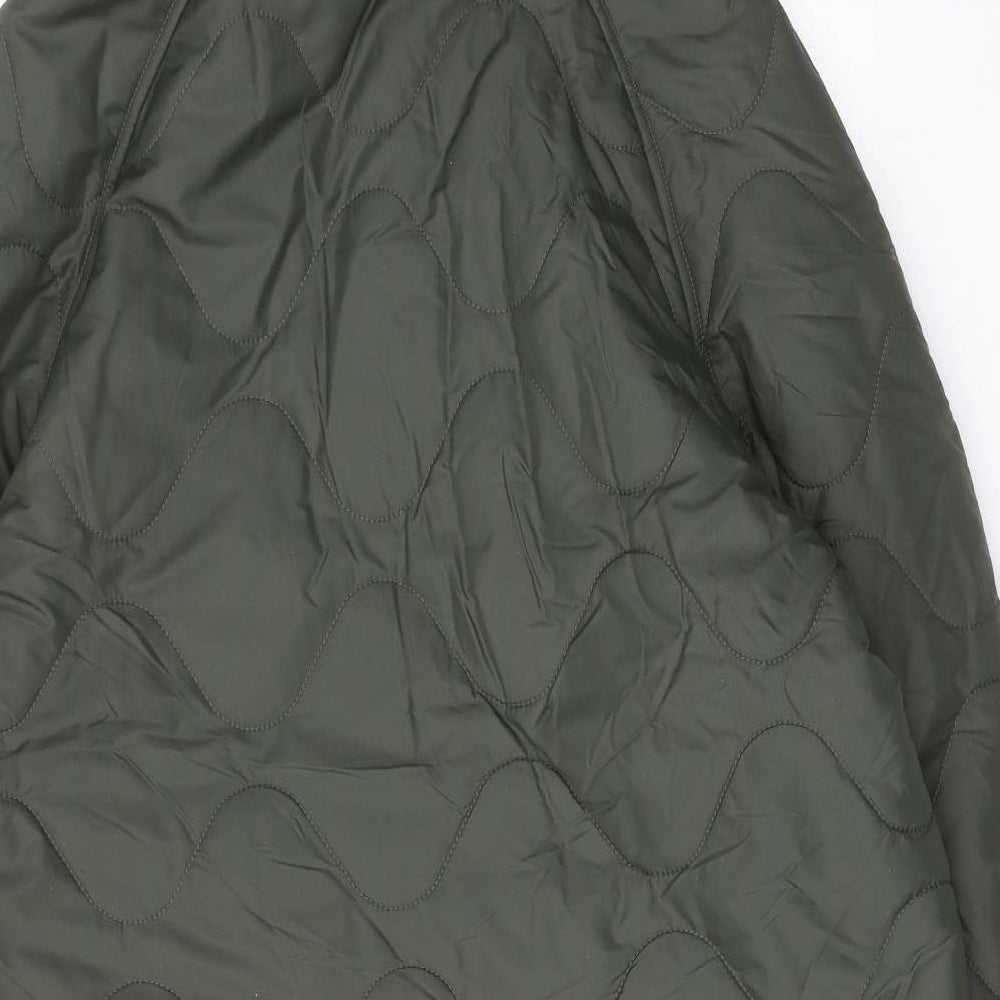 GOODMOVE Womens Green Quilted Coat Size 14 Zip