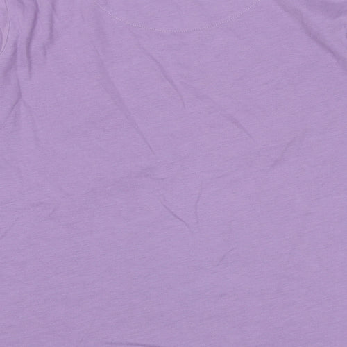 Fat Face Girls Purple 100% Cotton Basic T-Shirt Size 12-13 Years Round Neck Pullover - Broderie Anglaise Detail