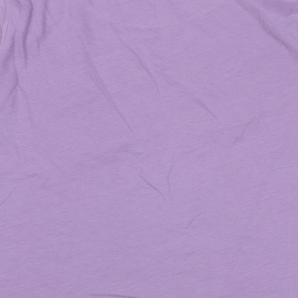 Fat Face Girls Purple 100% Cotton Basic T-Shirt Size 12-13 Years Round Neck Pullover - Broderie Anglaise Detail