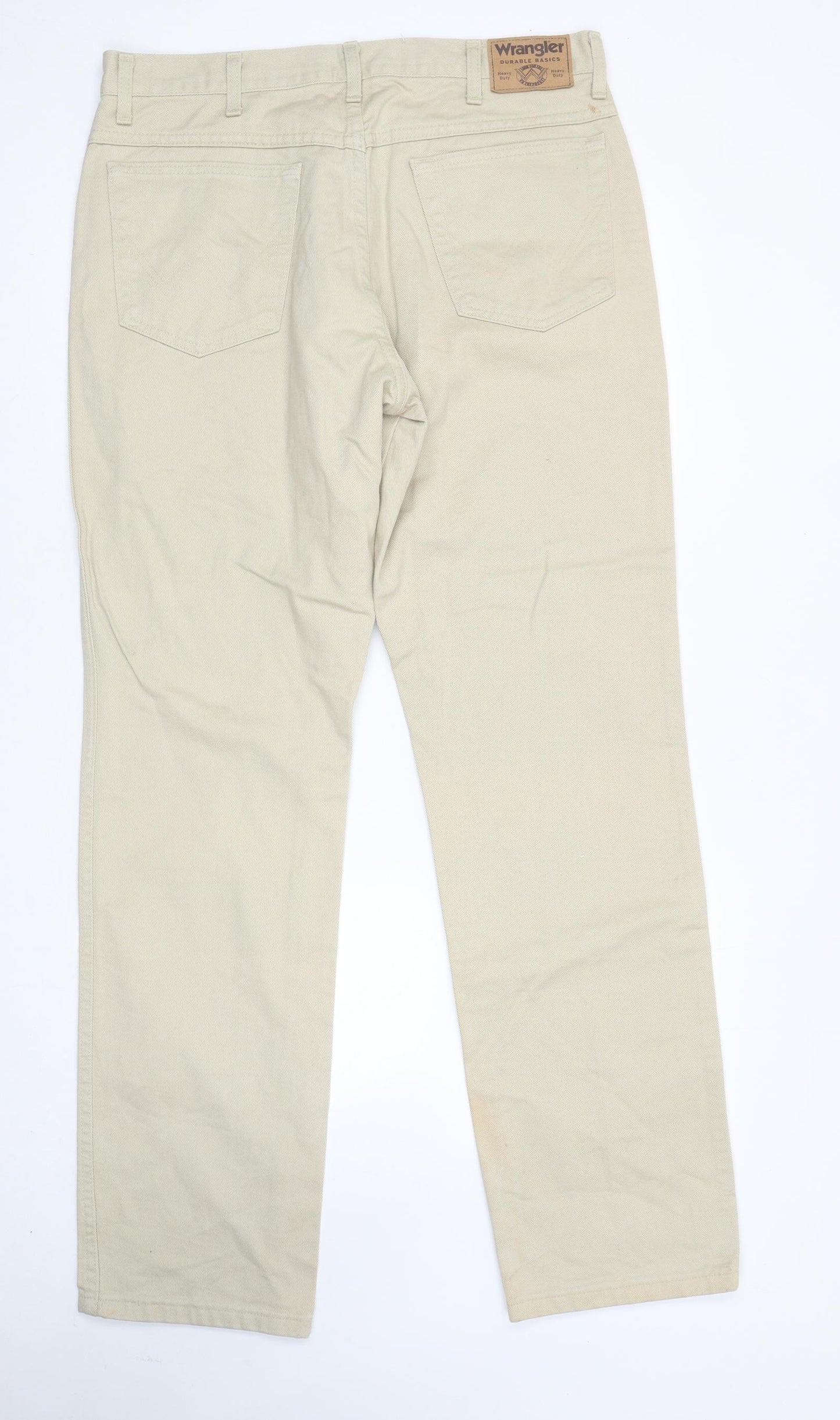Wrangler Mens Beige Cotton Straight Jeans Size 36 in L34 in Regular Zip