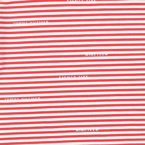 Tommy Hilfiger Womens Red Striped Cotton Pullover Sweatshirt Size M Pullover