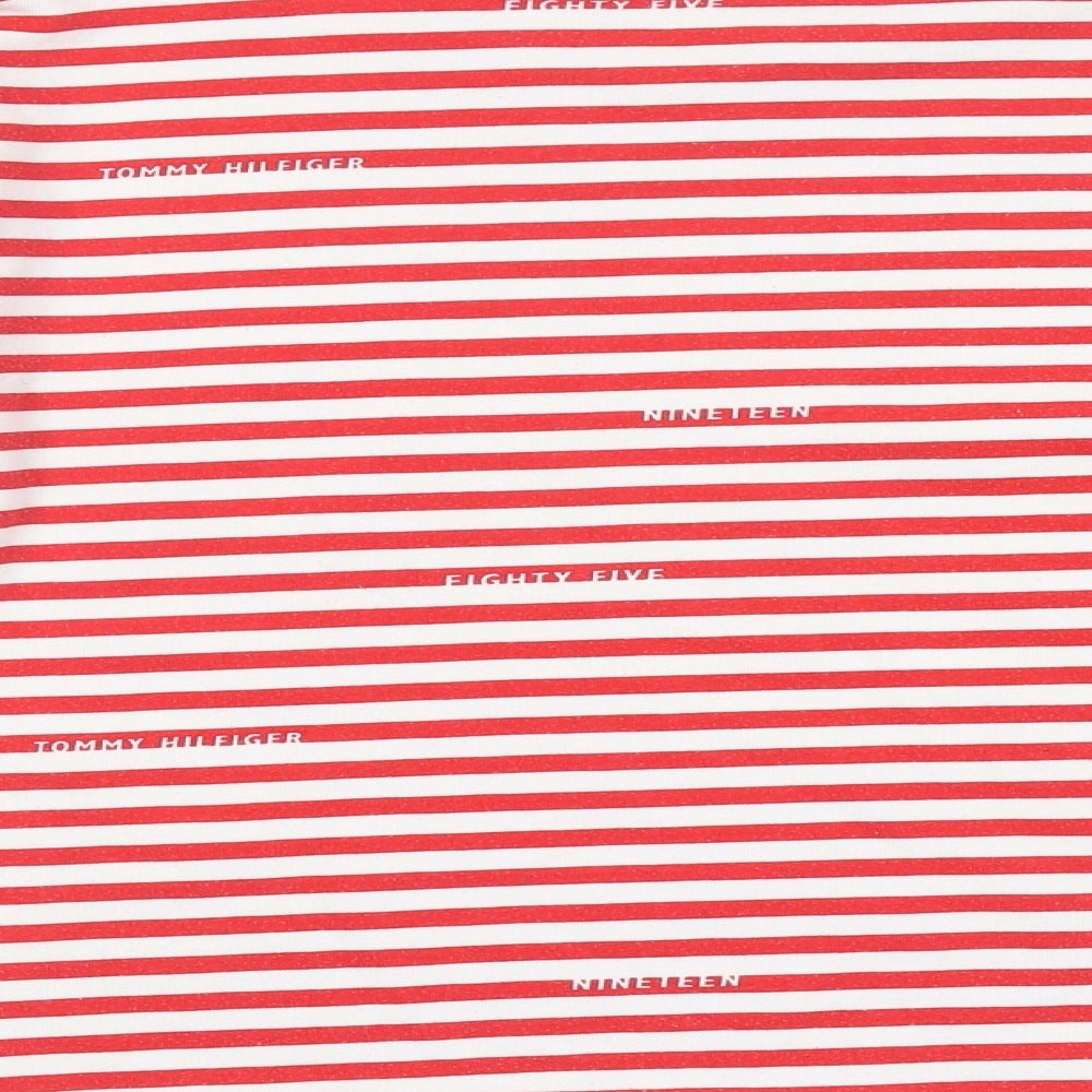 Tommy Hilfiger Womens Red Striped Cotton Pullover Sweatshirt Size M Pullover