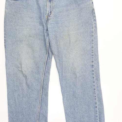 Lee Mens Blue Cotton Straight Jeans Size 36 in L27 in Regular Zip