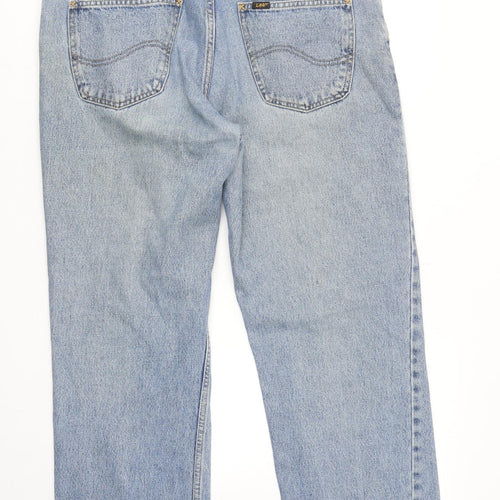 Lee Mens Blue Cotton Straight Jeans Size 36 in L27 in Regular Zip