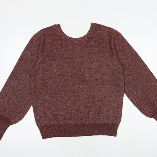 VILA Womens Red V-Neck Acrylic Pullover Jumper Size L