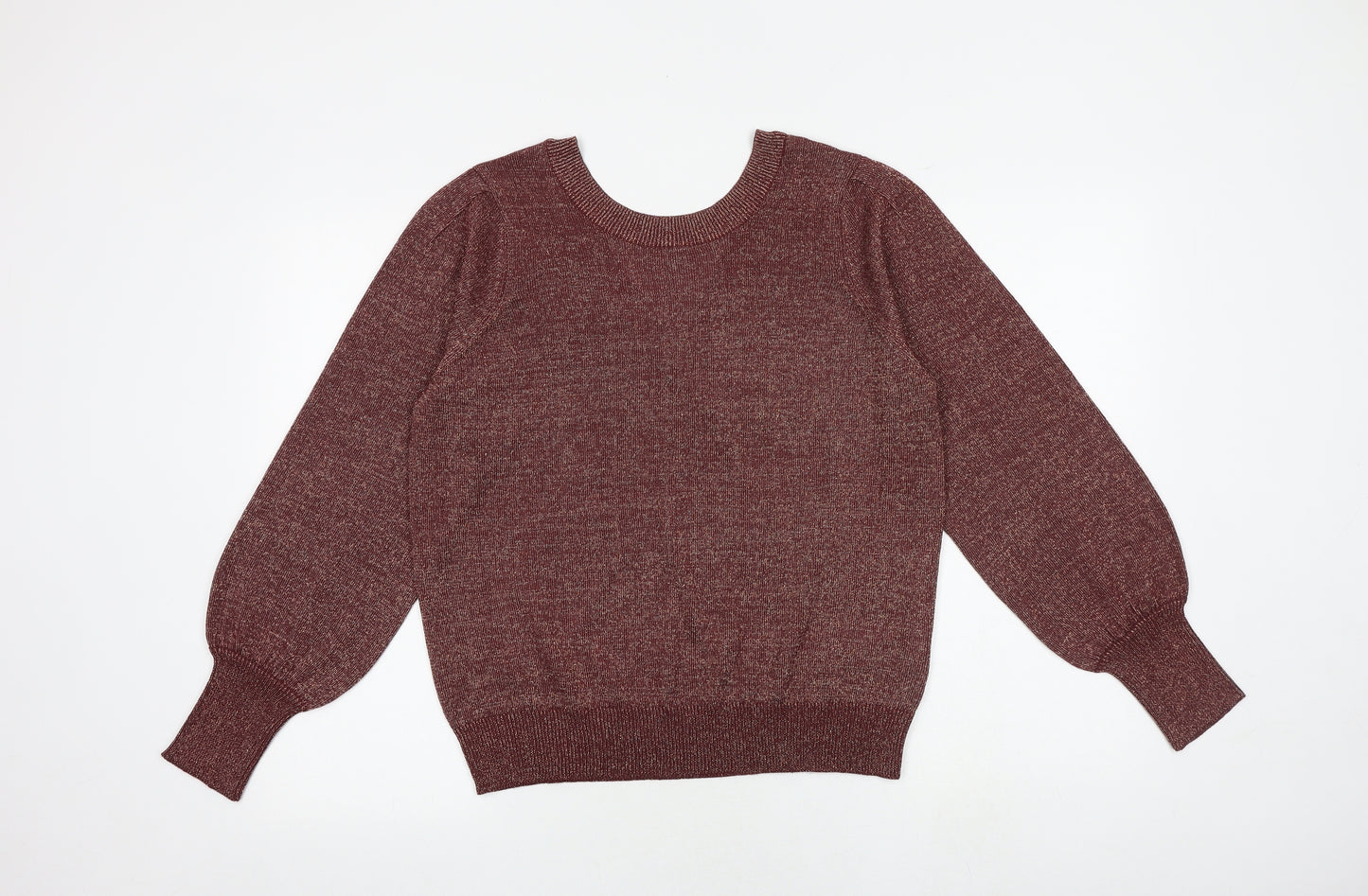 VILA Womens Red V-Neck Acrylic Pullover Jumper Size L