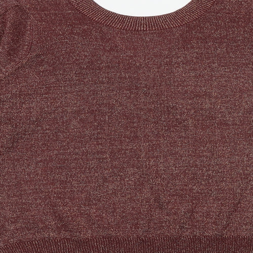 VILA Womens Red V-Neck Acrylic Pullover Jumper Size L