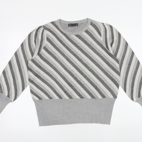 Marks and Spencer Womens Multicoloured Round Neck Striped Viscose Pullover Jumper Size 14