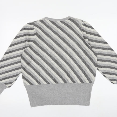 Marks and Spencer Womens Multicoloured Round Neck Striped Viscose Pullover Jumper Size 14