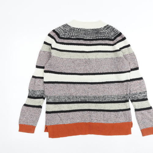 Marks and Spencer Womens Multicoloured V-Neck Striped Cotton Pullover Jumper Size 14