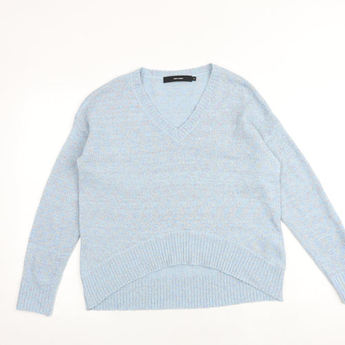 VERO MODA Womens Blue V-Neck Acrylic Pullover Jumper Size XS