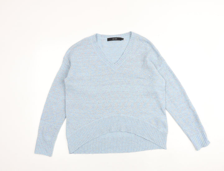 VERO MODA Womens Blue V-Neck Acrylic Pullover Jumper Size XS