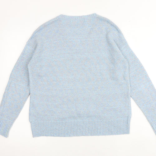 VERO MODA Womens Blue V-Neck Acrylic Pullover Jumper Size XS