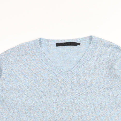 VERO MODA Womens Blue V-Neck Acrylic Pullover Jumper Size XS