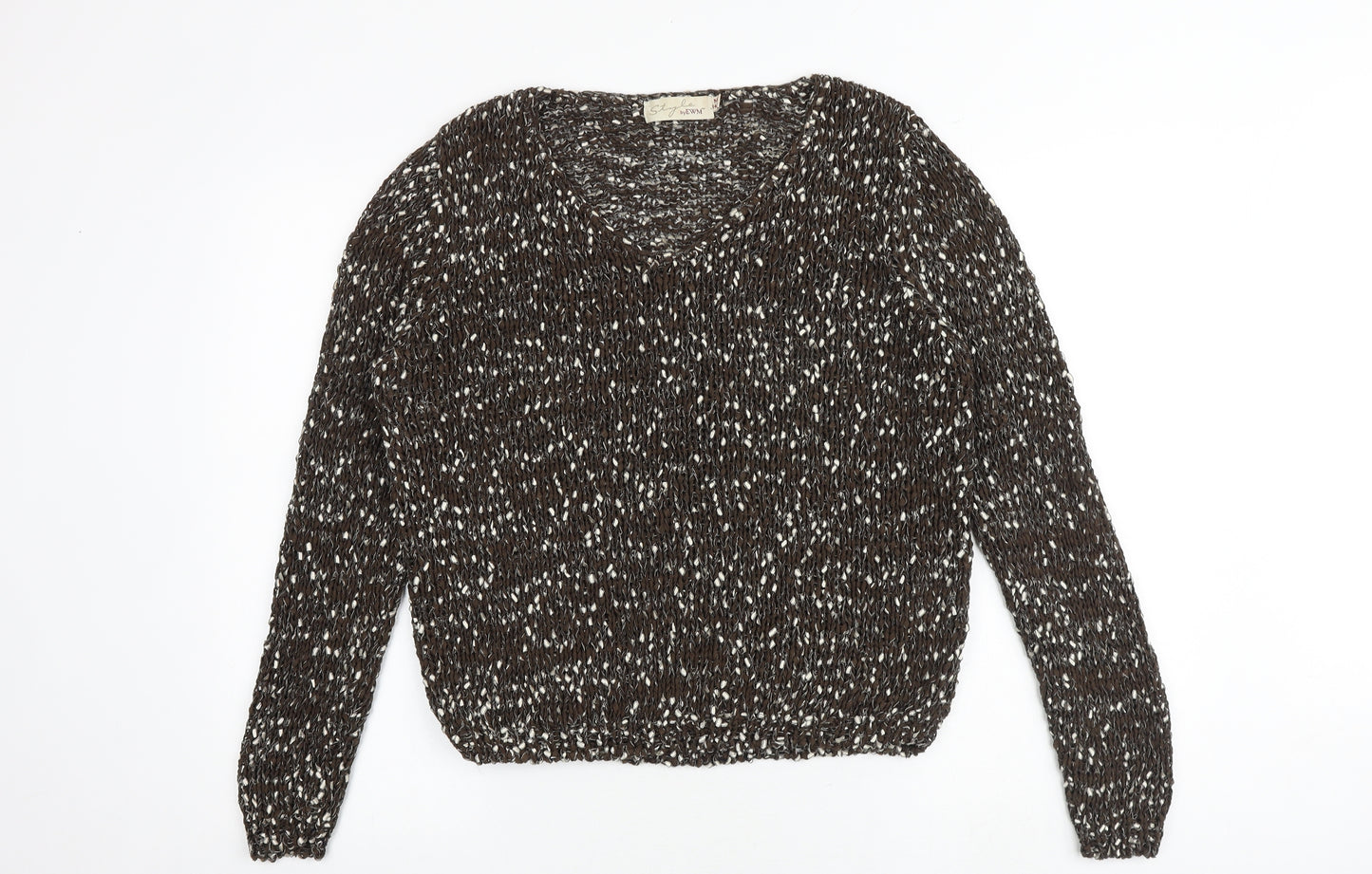 EWM Womens Brown Scoop Neck Acrylic Pullover Jumper Size 14 - Size 14-16