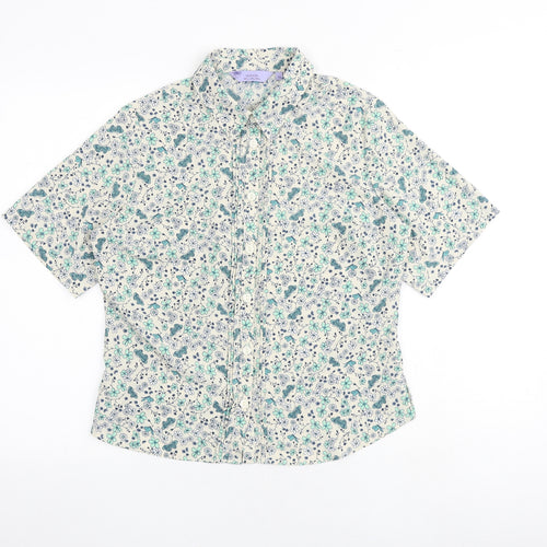 EWM Womens Multicoloured Floral Polyester Basic Button-Up Size 10 Collared
