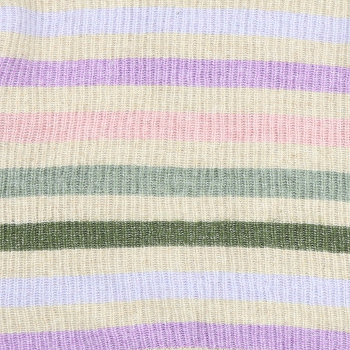 Marks and Spencer Womens Multicoloured V-Neck Striped Acrylic Pullover Jumper Size S
