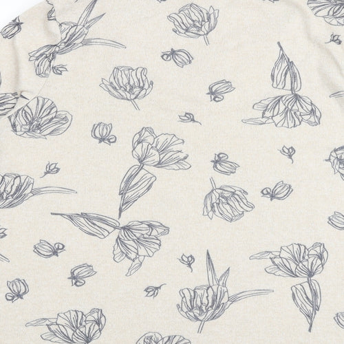 M&Co Womens Brown Floral Polyester Basic Blouse Size 16 V-Neck