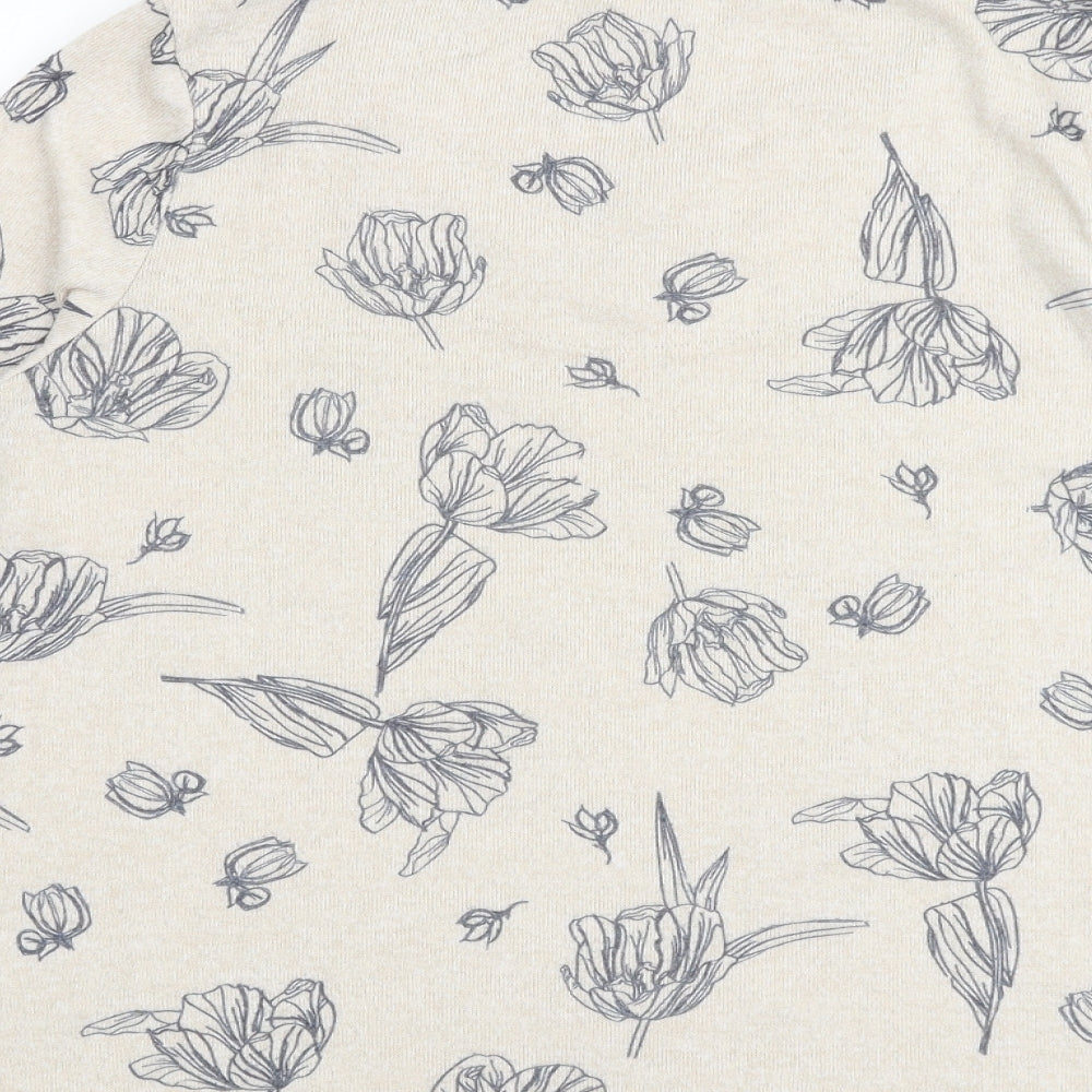 M&Co Womens Brown Floral Polyester Basic Blouse Size 16 V-Neck