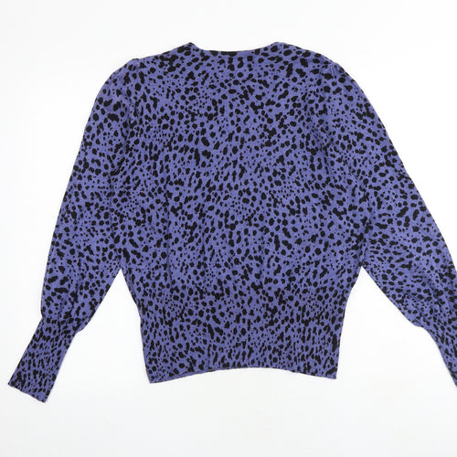 Marks and Spencer Womens Multicoloured Round Neck Animal Print Viscose Pullover Jumper Size 14 - Cheetah Print