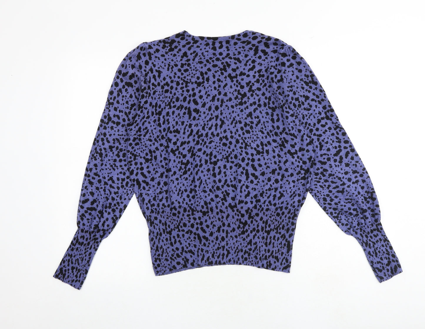 Marks and Spencer Womens Multicoloured Round Neck Animal Print Viscose Pullover Jumper Size 14 - Cheetah Print