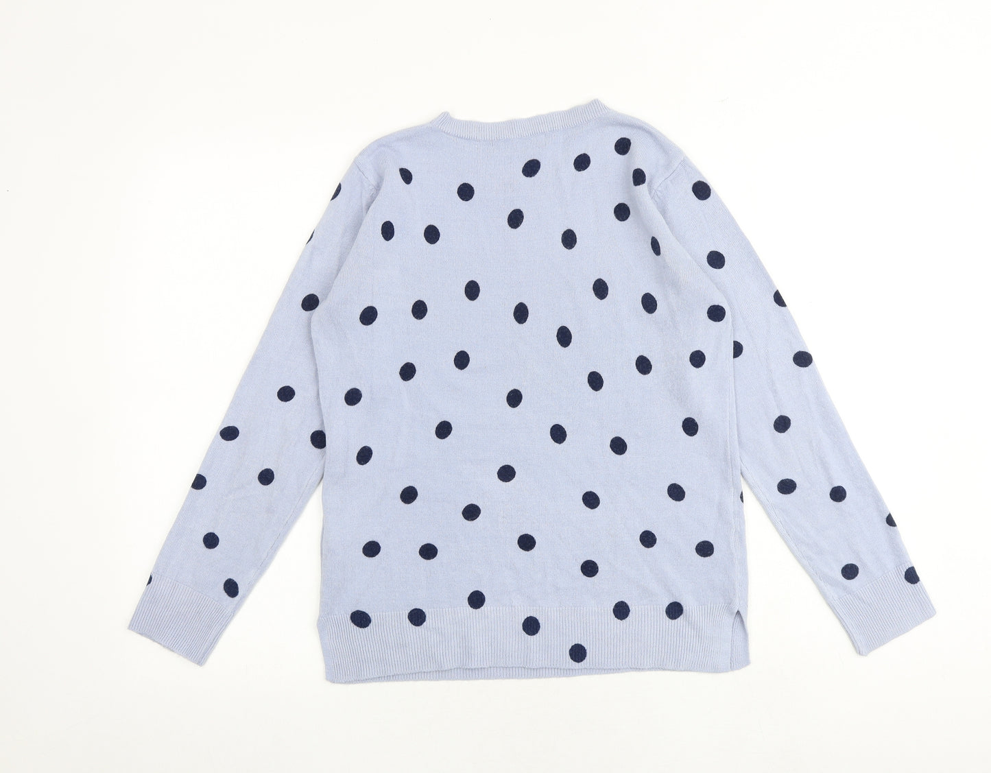 Marks and Spencer Womens Blue Round Neck Polka Dot Acrylic Pullover Jumper Size 10