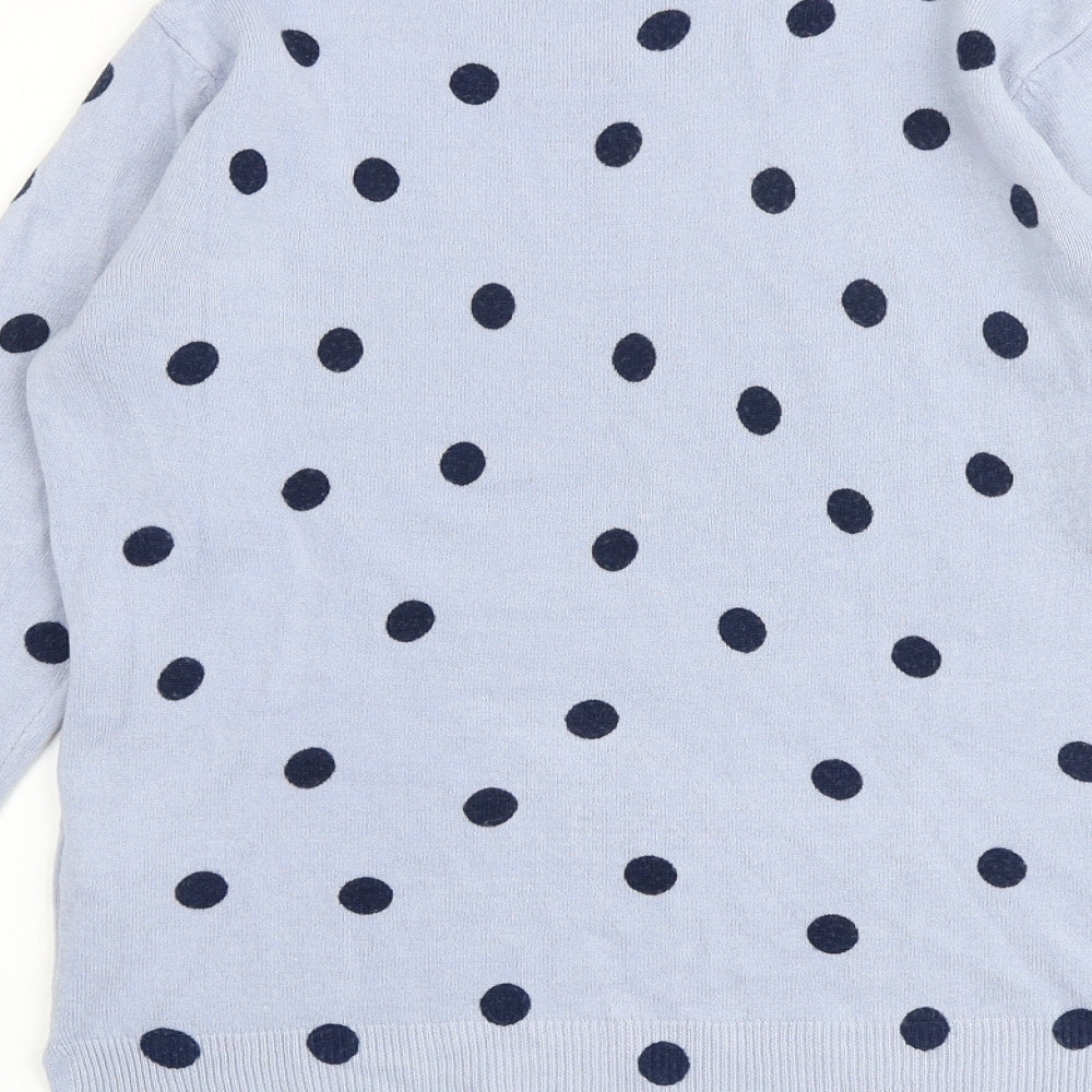 Marks and Spencer Womens Blue Round Neck Polka Dot Acrylic Pullover Jumper Size 10
