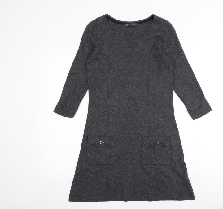 Marks and Spencer Womens Grey Polyamide A-Line Size 8 Round Neck Pullover