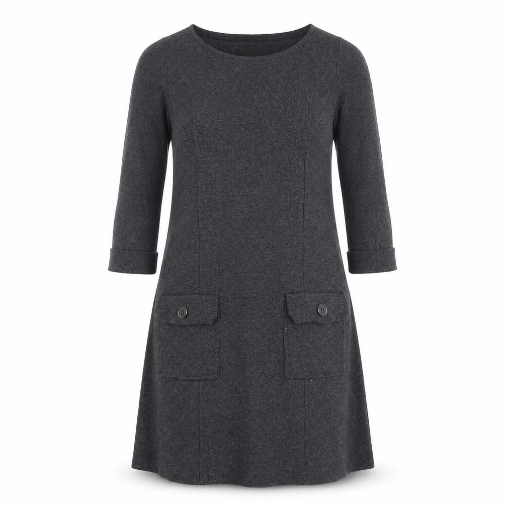Front view of Marks & Spencer women’s grey polyamide a-line, size UK 8, round neck pullover