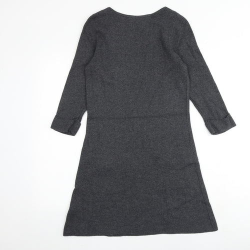 Marks and Spencer Womens Grey Polyamide A-Line Size 8 Round Neck Pullover