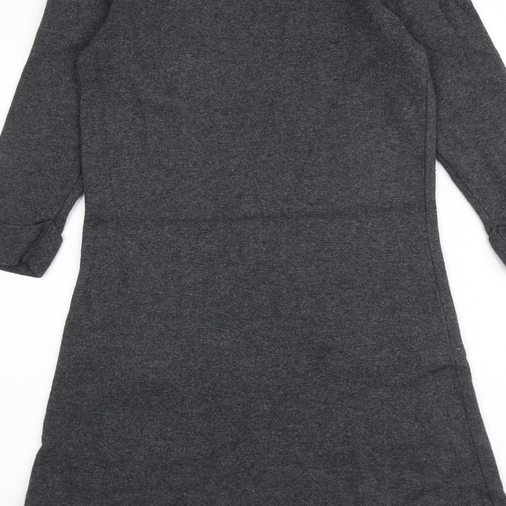 Marks and Spencer Womens Grey Polyamide A-Line Size 8 Round Neck Pullover