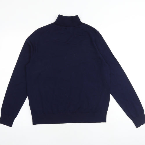 Marks and Spencer Womens Blue Roll Neck 100% Merino Wool Pullover Jumper Size 12