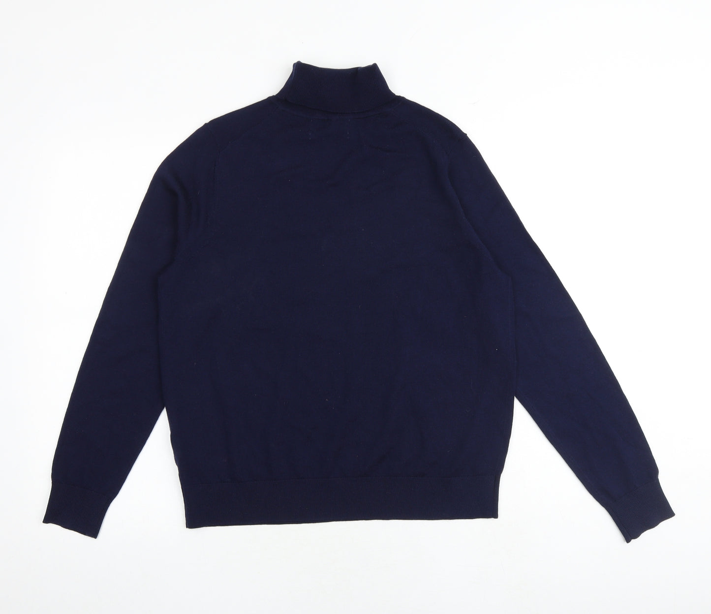 Marks and Spencer Womens Blue Roll Neck 100% Merino Wool Pullover Jumper Size 12