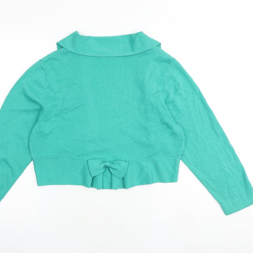 Monsoon Womens Green V-Neck 100% Cotton Cardigan Jumper Size L