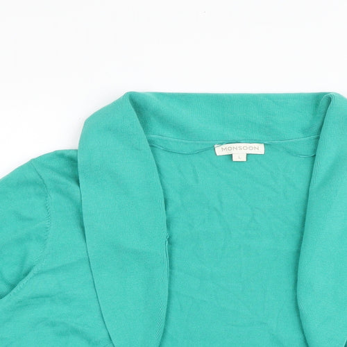 Monsoon Womens Green V-Neck 100% Cotton Cardigan Jumper Size L