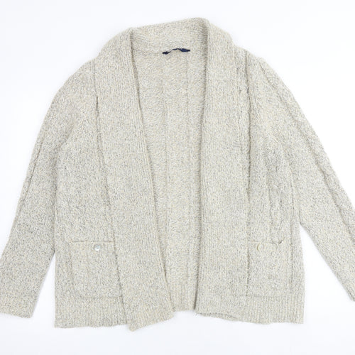 Maine Womens Beige V-Neck Acrylic Cardigan Jumper Size 14