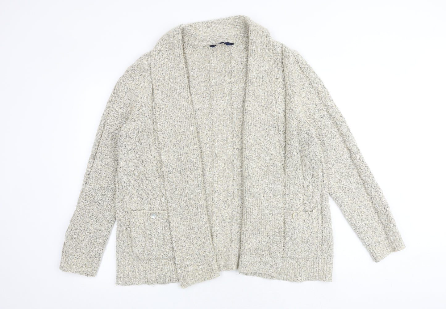 Maine Womens Beige V-Neck Acrylic Cardigan Jumper Size 14