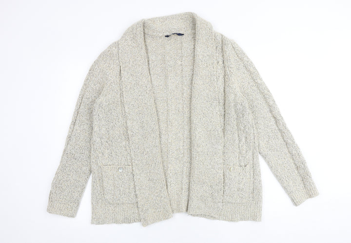 Maine Womens Beige V-Neck Acrylic Cardigan Jumper Size 14