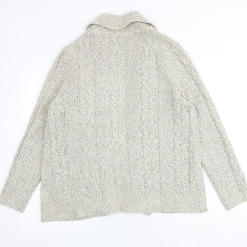 Maine Womens Beige V-Neck Acrylic Cardigan Jumper Size 14