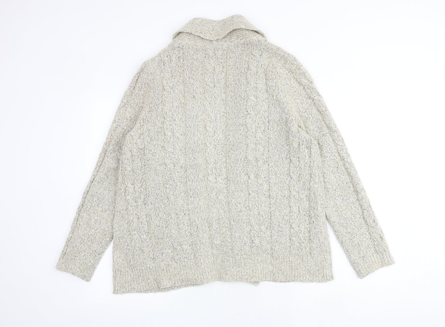 Maine Womens Beige V-Neck Acrylic Cardigan Jumper Size 14