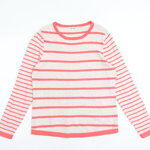 Gallery Womens Multicoloured Round Neck Striped Viscose Pullover Jumper Size M
