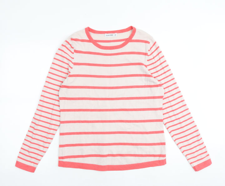 Gallery Womens Multicoloured Round Neck Striped Viscose Pullover Jumper Size M