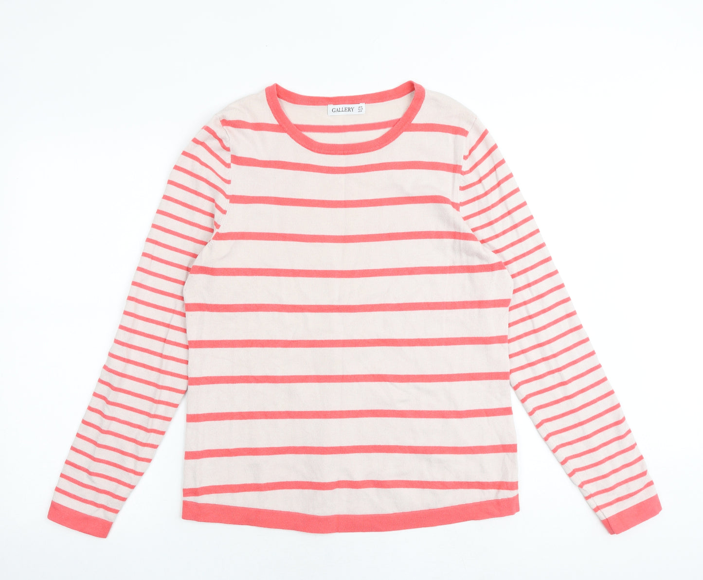 Gallery Womens Multicoloured Round Neck Striped Viscose Pullover Jumper Size M